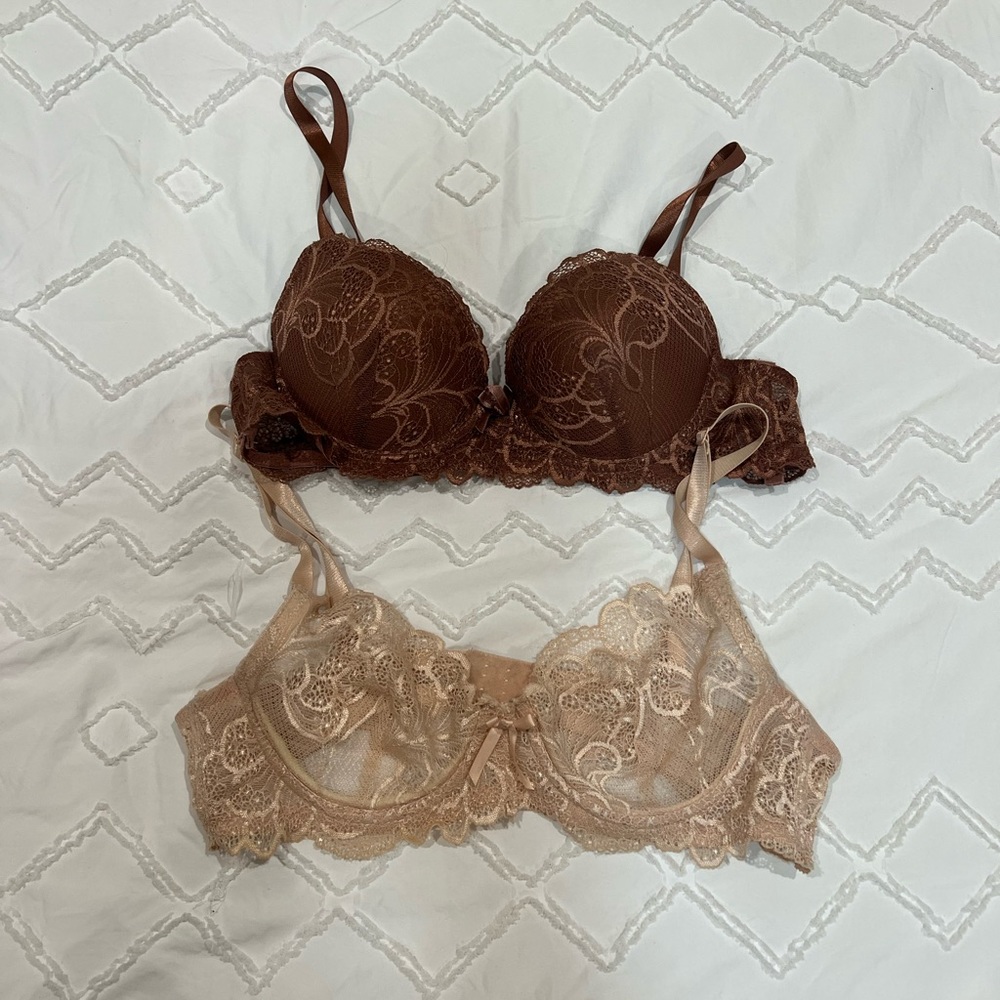 B Luxe Set of Two Lace Push-up Bras Bundle